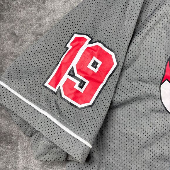 NBA Men Chicago Bulls Split Logo Jersey Shirt Button Up 1966 Grey Size XXL H246 - Picture 3 of 11